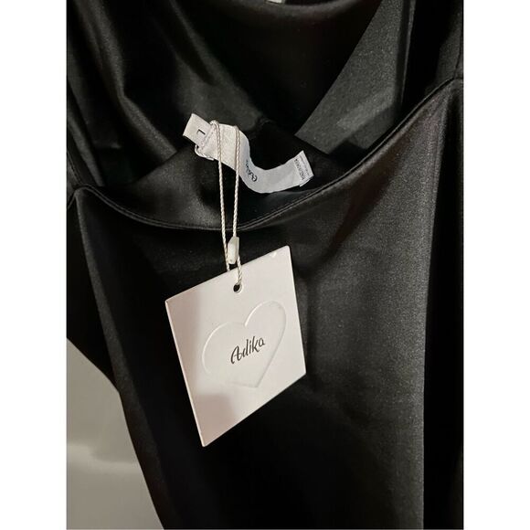 Adika Willow Satin Black Ruched Dress Size Large - Picture 8 of 9